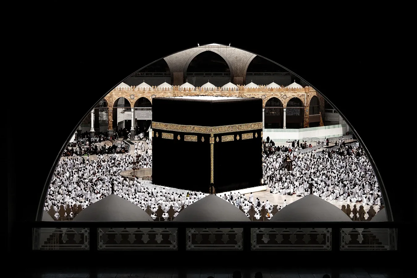 The Kaaba viewed from the second-floor prayer hall, Masjid al-Haram, Mecca